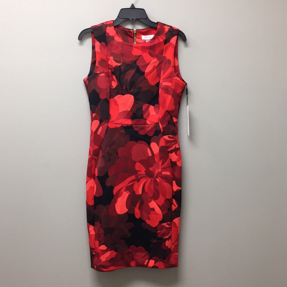 Calvin Klein Sleeveless Scuba Print Sheath Dress